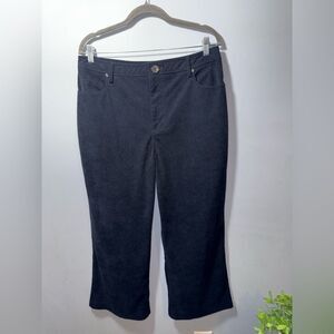 7 for all mankind women’s Navy Blue Corduroy High Rise Wide Leg Crop Pants L EUC
